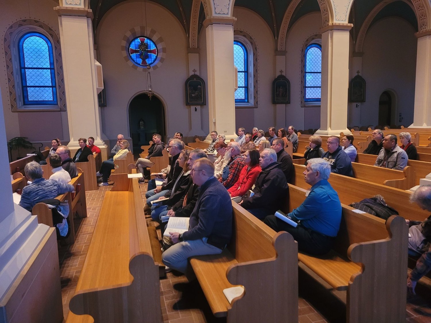 The current group of men who are discerning a possible calling to the diaconate gather with their wives and several deacon couples for a three-day retreat at Con¬ception Abbey in northwestern Missouri.